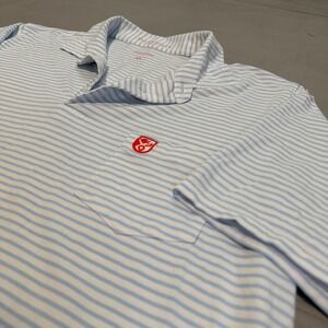 B. Draddy Men Blue White Stripe Active Performance Pocket Polo Shirt-M-6639